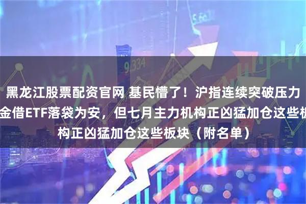 黑龙江股票配资官网 基民懵了！沪指连续突破压力位，280亿资金借ETF落袋为安，但七月主力机构正凶猛加仓这些板块（附名单）